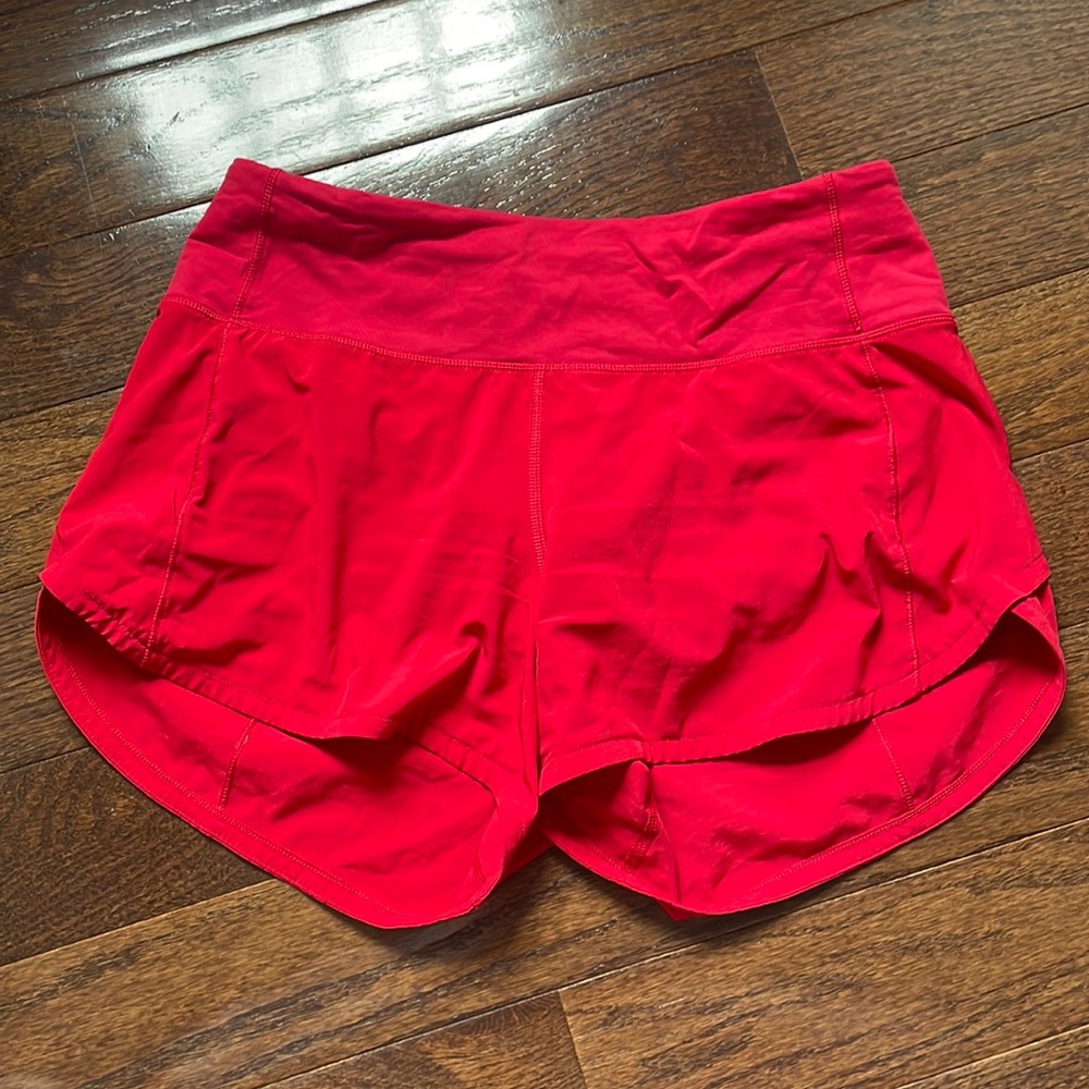 Red lululemon speed up short 4 length